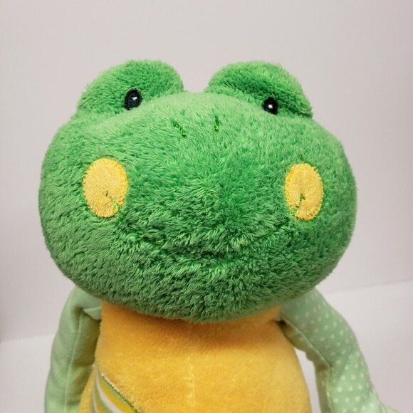 Gund Baby 18" Happy Moments Busybuds Frog Green Yellow Polka Dot Stripes Plush - Picture 6 of 6